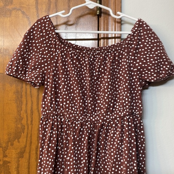CARTERS UEC Girls Size 7 Brown White Polka Dot Tiered Midi Dress - Picture 3 of 13